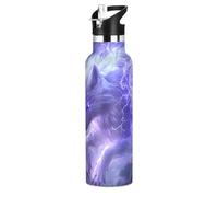 White Wolf Light Wolves - Botella de agua de acero inoxidable con tapa con pajilla, botella aislada para niños y niñas, deportes, 20 onzas líquidas