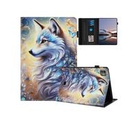 (White Wolf, Multicolor) For iPad Pro 11 (2024) Case Pattern Leather Tablet Cover with Auto Sleep Wake, Card Holder - Butterf