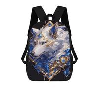 White Wolf with Blue And Gold Accents Mochilas Escolares Resistentes Al Agua, Mochilas De Viaje, Bolsas Para Computadoras Portátiles Para Adolescentes, Niñas, Niños, Mujeres Y Hombres 17inch