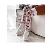 (White)Women's Cable Knitted High Boot Socks Christmas Stockings Extra Long Winter Over Knee Stockings Leg Warmers