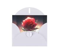 White YYHWHJDE - Tarjeta de felicitación con diseño de rosa solitaria en el planeta, 15,2 x 10,2 cm, diseño moderno y único para varias ocasiones