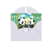 White YYHWHJDE Two Happy Pandas - Tarjeta de felicitación de 15,2 x 10,2 cm, diseño moderno y único para varias ocasiones