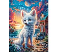 White Zorro en el Bosque mágico Puzzle 1000 Piezas Papel Mayores Dibujo Animado de Paisajes de Cuento de Hadas Terapia Ocupacional para Relajarse Entretenimiento Sin Pantalla Más Ven