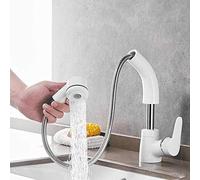 Whitebasin - Grifo mezclador extraíble, grifo mezclador para lavabo de baño, grifos de lavabo caliente y frío, cobre, pulverizador extraíble, giratorio