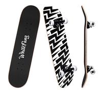 WhiteFang Patinetas para Principiantes, monopatín Completo de 31 x 7.88 Pulgadas, 7 Capas de Arce Canadiense Doble Patada cóncava estándar y Trucos para niños y Principiantes (iluminación)