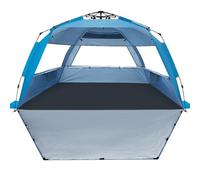 WhiteFang Tienda de campaña de playa desplegable XL de lujo para 3 a 4 personas, protección UV, suelo extensible con 3 ventanas de ventilación más bolsa de transporte, estacas y cuerdas tensoras (azul
