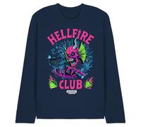 WHITELISTED Stranger Things Hellfire Neon Dice Unisex Long Sleeve T Shirt, Navy, XL
