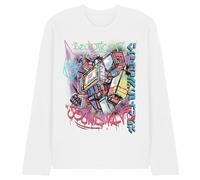 WHITELISTED Transformers Generations Street Style Decepticon Soundwave Long Sleeve T Shirt, White, Small Camiseta, Blanco, S Unisex Adulto