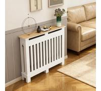 WhiteModernRadiatorCoverVerticalLouverGrilleDesignMdfRadiator WithShelfNoDrillInstallationSuitable for LivingRoomsBedroomsHallwaySandOther Places35 Lx9.8 Wx31 H/90x25x80cm