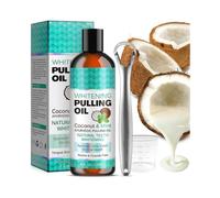 Whitening Oil Pulling Coconut Oil, Alcohol Free Natural Mouthwash with Virgin Coconut Oil & Peppermint Oil, Teeth Whitening,8 Fl.Oz
