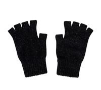 whitepeak Guantes sin dedos para hombre y mujer de lana de merino auténtica, unisex - Negro - Large