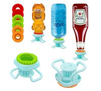 WhiteRhino Tapas para Botellas Invertidas, Paquete de 2 con 3 Tamaños -Tapón Universal para Vaciar Botellas | Reutilizable |Antifugas |Dosificador Invertido |Compatible con la Mayoría de Las Botellas