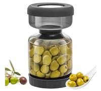 WhiteRhino Tarro de pepinillos con colador Flip,1L Recipiente de para pepinillos con doble a prueba de fugas,Tarro de cristal separador de jugo de pepinillos Flip Pickle y Olive Hourglass Jar(Gris 1L)