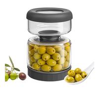 WhiteRhino Tarro para encurtidos, Bote para aceitunas,0.75L Bote aceitunas separador liquido, Soporte de Almacenaje de Pepinillos Boca Abajo, Tapa Hermética a Prueba de Fugas (Gris 0.75L)