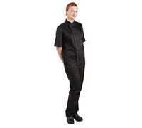 Whites Chefs Clothing A439-3XL Chaqueta de chef de manga corta unisex de polialgodón Vegas, talla 3XL, tamaño de pecho 142 cm-147 cm, color negro