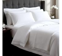Whites of London Juego de ropa de cama 100 % algodón orgánico, 1000 hilos, algodón certificado GOTS, bordado guiado a mano, 1 funda de edredón y 2 fundas de almohada (doble, blanco)