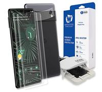 Whitestone Dome Glass para Google Pixel 6 Pro, protector de pantalla de vidrio templado completo con tecnología de dispersión líquida con protector de película para cámara, paquete de 2