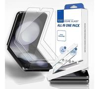 Whitestone - Protector de pantalla todo en uno para Galaxy Z Flip 5 [2+2 unidades] frontal EZ vidrio templado, interior flexible EPU protector de pantalla [fácil instalación] por Whitestone para