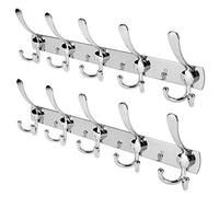 Whitgo - Colgador de abrigos para montaje en pared (2 unidades, 15 ganchos de acero inoxidable para albornoces, sombreros, abrigos)