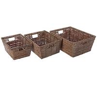 Whitmor Distressed Rattique Storage Baskets Set of 3 Cestas de Almacenamiento de ratán Envejecido, Oscuro, 3 Unidades, 3