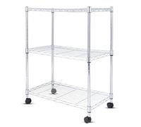 Whitmor Estantes de almacenamiento de 3 niveles resistentes, portátil, ajustable, con ruedas, para garaje, cocina, baño, dormitorio, 24 pulgadas de largo x 14 pulgadas de ancho x 30.5 pulgadas de alto