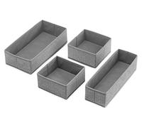 Whitmor Organizador de cajones, tela no tejida, gris rayado, 4 unidades (paquete de 1)