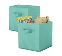 Whitmor Set of 2 Inches-Turquoise Collapsible Juego de 2 Cubos Plegables de 10 x 10 x 10 Pulgadas, Color Turquesa, Polipropileno (PP), 2 Unidades, 2