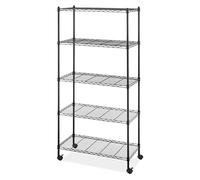 Whitmor Supremo 5-Tier Estante con Ruedas de Carro, Negro