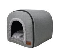 Whiwhi Cueva para gatos, casa para mascotas con tapete esponjoso, cómodas casas para gatos, cueva cálida, casa portátil para gatos, perros, 60 x 45 x 45 cm (gris)