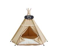 Whiwhi Pets Tipi - Tienda de campaña para perros con cojín lavable y reversible, cueva para perros y gatos, casas de juego, 50 x 50 x 60 cm