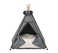 Whiwhi Tienda de campaña tipi para mascotas con cojín de doble cara, tienda para perros desmontable y lavable, lujosa cueva para perros, tienda para gatos y casas para mascotas 60x60x70cm