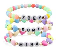 Whizmara Set de 3 Pulseras Kp0p Dem0n Hunters con Ru-mi, Zo-ey y Mi-ra - Hunt/rix Merch, Pulseras de la Amistad Ajustables con Cuentas Acrílicas para Regalos de Cumpleaños, Fiestas y Cosplay