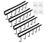 WhizNook 4 Piezas Ganchos Tazas Cocina, Colgador Tazas con 4 Tornillos Adhesivos, Soporte Para Tazas Debajo del Gabinete, para Colgar Tazas Bufandas Ataduras Cinturones(Negro)