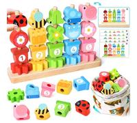 WhizWinks Juguetes a Partir de 2 3 4 años niña: Montessori Juguete de Madera Regalo niña 2-5 años de Habilidades motoras Finas Juguete de construcción Bloques de construcción Juego de clasificación