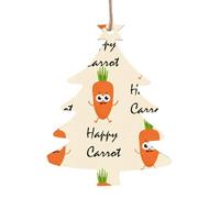 WHJDPP Adornos de madera de Navidad con forma de árbol de Navidad, 6 unidades, impresión de zanahoria feliz para colgar