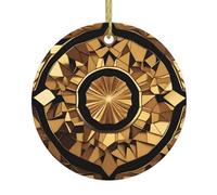 WHJDPP Árbol de Navidad con estampado caleidoscopio abstracto redondo de cerámica, 7,4 cm, añade ambiente a la fiesta navideña