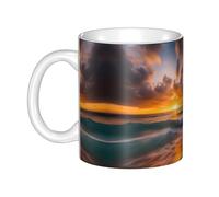 WHJDPP Beach Maui Hawaii Sunset Sea Waves Clouds - Taza de cerámica para capuchino, latte, cereales, yogur, leche, bebidas calientes o frías, horno de microondas