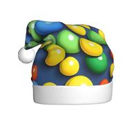 WHJDPP Bolas coloridas con imagen de sombreros de Navidad de felpa para hombres y mujeres, gorras de fiesta de Año Nuevo para adultos