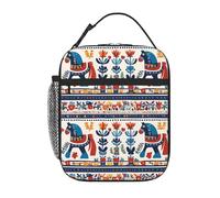 WHJDPP Bolsa de almuerzo portátil con aislamiento de mano con diseño de caballo dala sueco, adecuada para estudiantes para trabajar y viajar