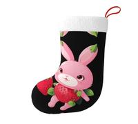Whjdpp Calcetines de Navidad con estampado de conejo de fresa rosa de doble cara para decoración de interiores y fiestas de gran capacidad