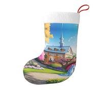 Whjdpp Calcetines de Navidad con estampado de cuento de hadas de unicornio de doble cara para decoración de interiores y fiestas de gran capacidad