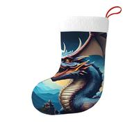 Whjdpp Calcetines de Navidad con estampado de dragón rugiente de doble cara para decoración de interiores y fiestas de gran capacidad
