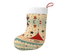 Whjdpp Calcetines de Navidad con estampado de fondo de circo vintage de doble cara para decoración de interiores y fiestas de gran capacidad
