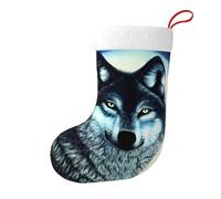 Whjdpp Calcetines de Navidad con estampado de lobo bajo la luna de doble cara para decoraciones de interiores y fiestas de gran capacidad