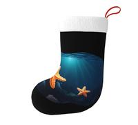 Whjdpp Calcetines de Navidad impresos de doble cara con diseño de estrella de mar nadando en el mar profundo para decoración de interiores y fiestas de gran capacidad