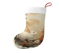 Whjdpp Calcetines de Navidad impresos de doble cara con estampado de conejo de luna para decoración de interiores y fiestas de gran capacidad