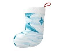 Whjdpp Calcetines de Navidad impresos de doble cara con estampado de dos delfines para decoraciones de interiores y fiestas de gran capacidad