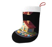 Whjdpp Calcetines de Navidad impresos de doble cara con estampado de piedras coloridas para decoración de interiores y fiestas de gran capacidad