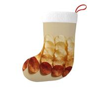 Whjdpp Calcetines de Navidad impresos de doble cara con papas fritas perfectamente dispuestos para decoración de interiores y fiestas de gran capacidad