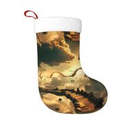 WHJDPP Calcetines decorativos de Navidad con estampado de puente de árbol antiguo para decoración durante Halloween, Navidad y Año Nuevo